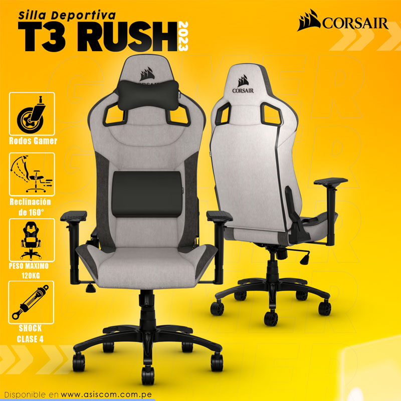 Corsair T3 RUSH Silla Gaming Grey Carbon